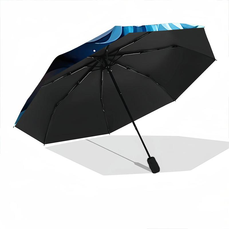 1pc Blue Fox Print Automatic Opening/Closing Umbrella with Foldable Design, Outdoor for Fans, Travelers, Daily Use - Perfect Gift for Festivals.R