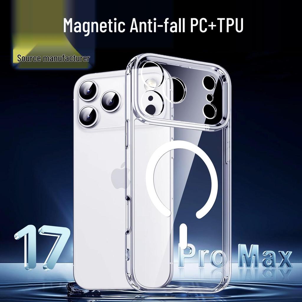 Magnetic Transparent Case for iPhone 17 Pro Max, Apple 16, 15, Full Coverage; Compatible with 13 Mini