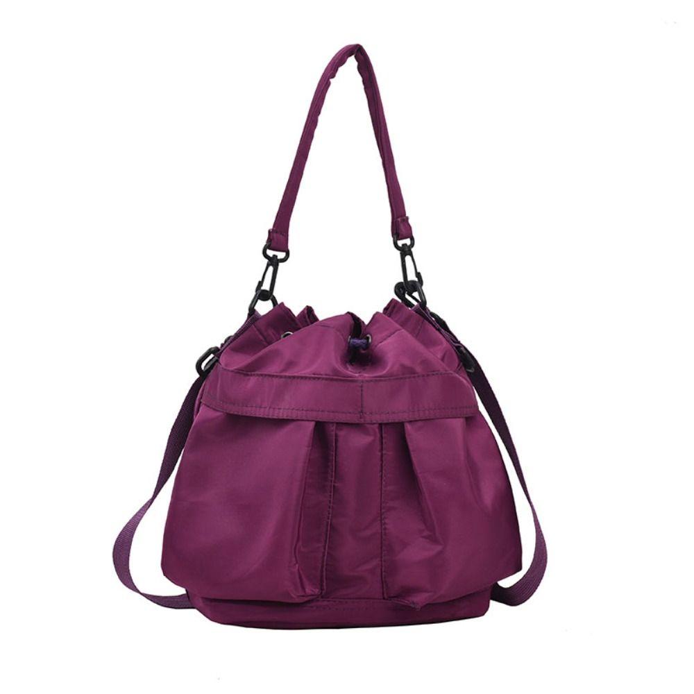 Casual Women Drawstring Bag Portable Solid Color Shoulder Bag Phone Crossbody Purse  Daily Use