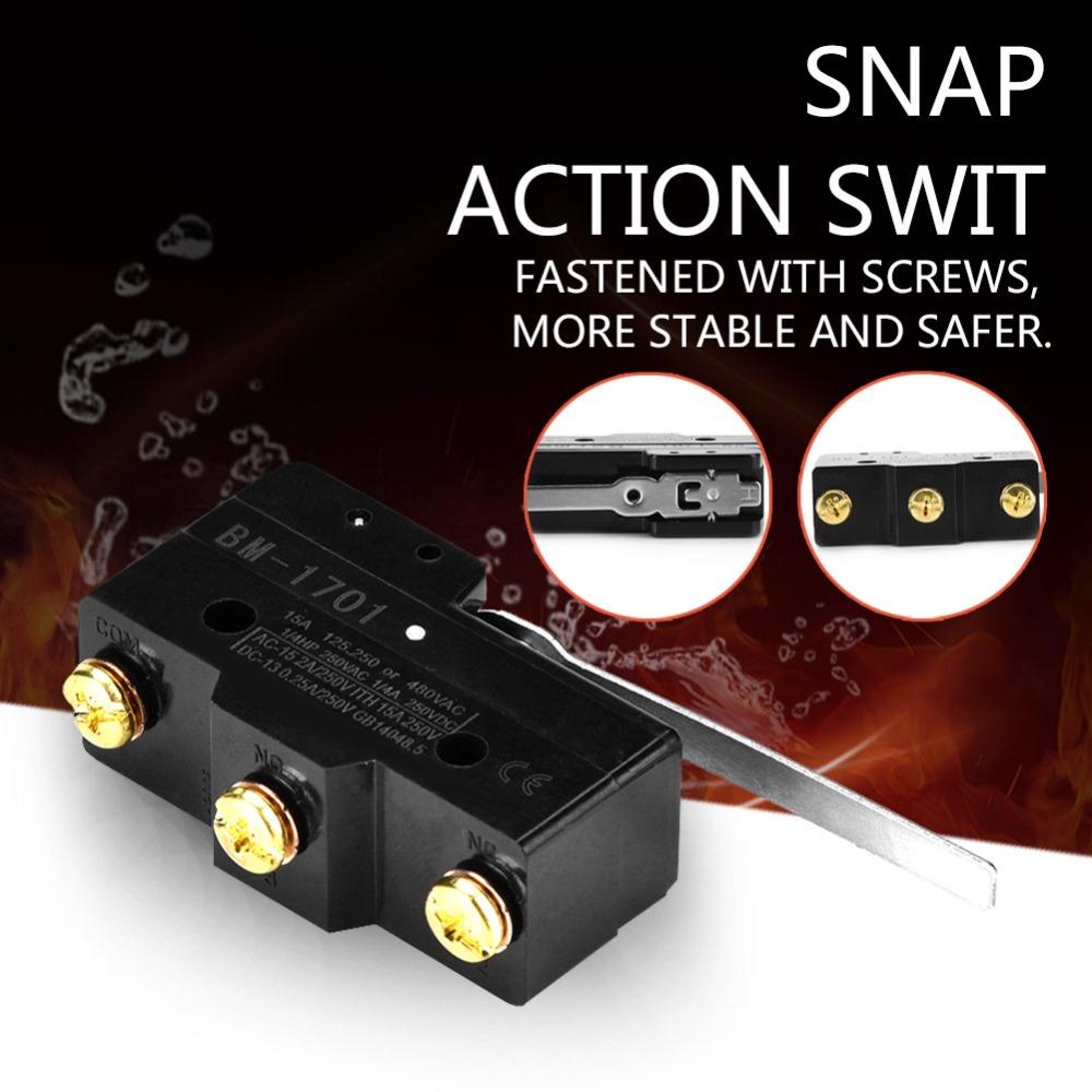 BM-1701 Micro Switch Silver Contacts 250V 15A Momentary Limit Switch Plastic Housing Great Conductivity Snap Action Switch