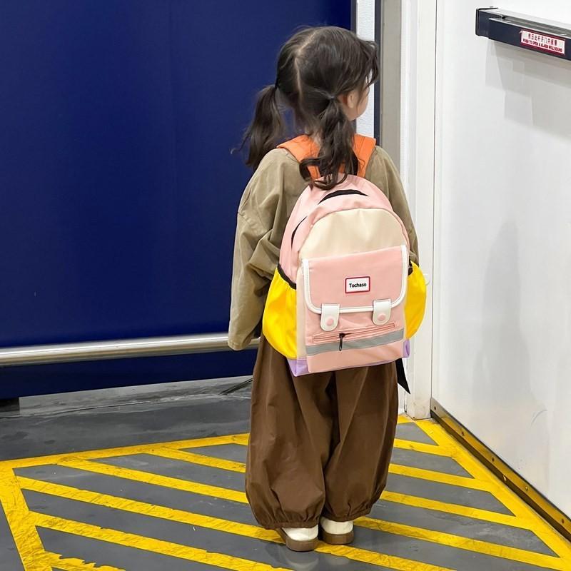 Stylish Korean Inspired Large Capacity Unisex Kids Backpack With Trendy Color Block Design