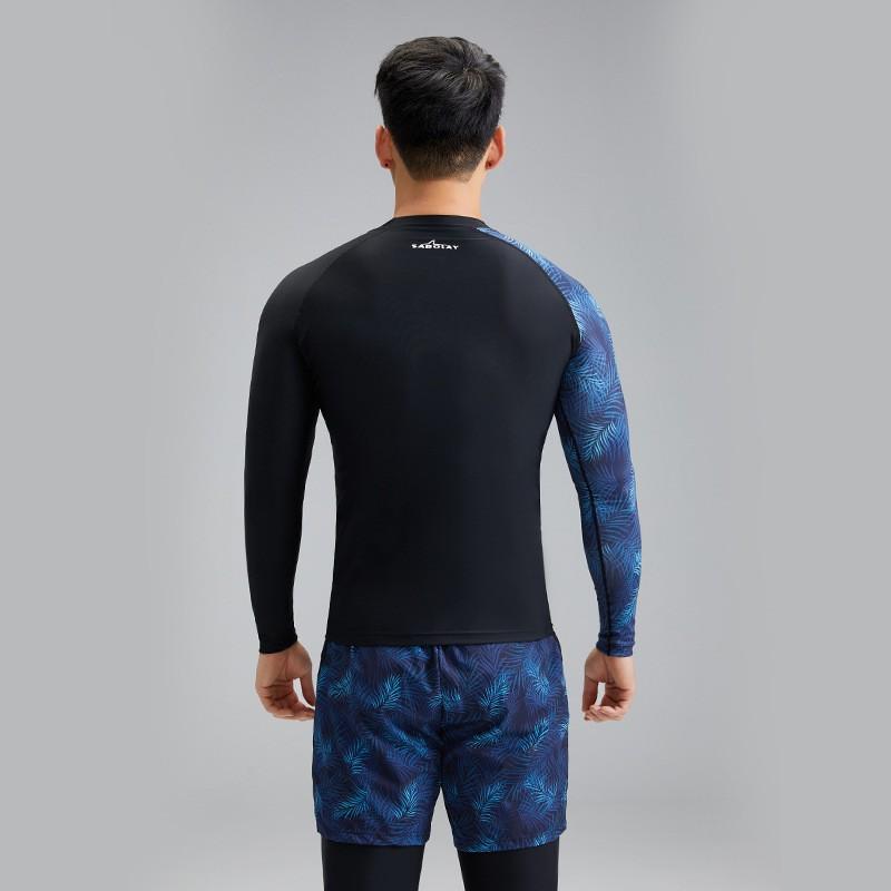 Mens Quick-Dry Rash Guard Set Black Swimwear Surfing Swimming Fishing UV Protection