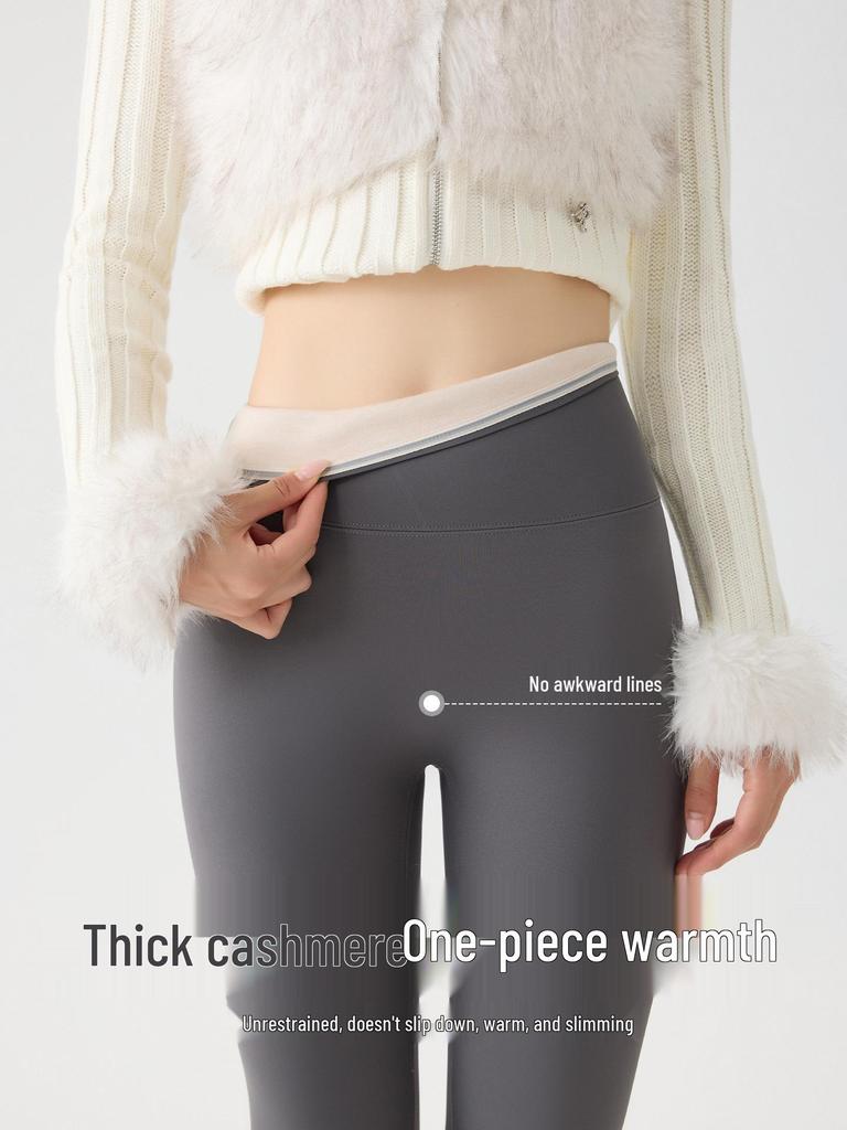 Women's High Waist Fleece Lined Shark Leggings - Cross Waist Tummy Control Yoga Pants for Autumn/Winter
