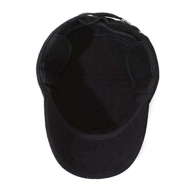 Old Man Hat Men's Winter Middle-aged Dad Wool Flat Top Hat Thick Warm Ear Protection Cap