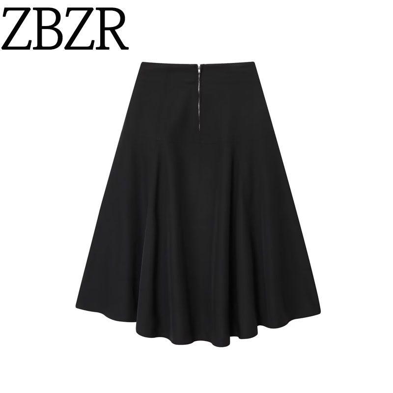 Zbzr Autumn New Women Clothes Western Style Wide Swing Fashion Belt Waist Skirts 8592464-