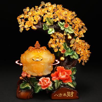 Feng Shui - Glücksbringer-Goldkröte, Pixiu, Pi Yao, Geldbaum-Statue aus Kunstharz, Kunsthandwerk, Geschenk für Zuhause, Büro, Schreibtisch-Dekor