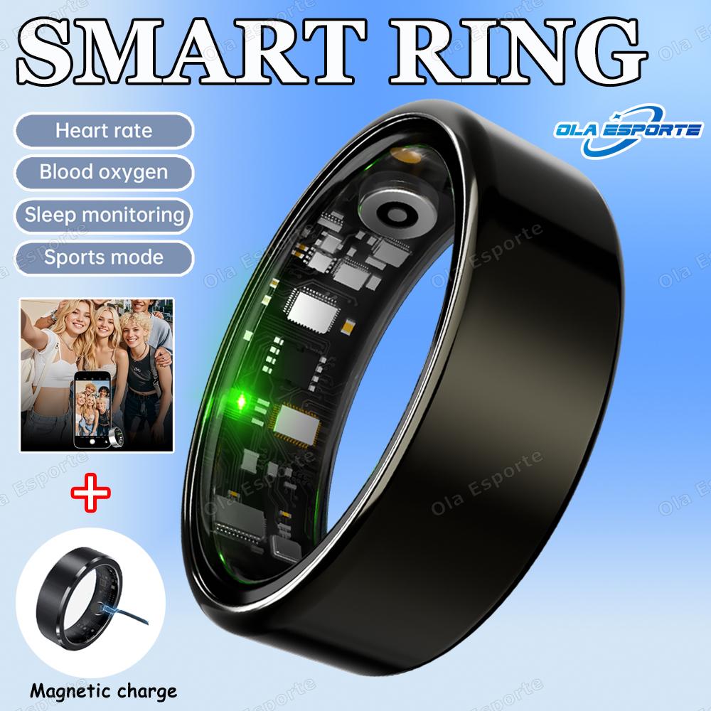 New Smart Ring Men Women, Heart Rate Blood Oxygen and Sleep Monitor Smartring IP68 & 5ATM Waterproof, Multi-sport Mode Ring