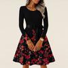Women's Casual Fashion Long Sleeve  Vintage Long Dresses