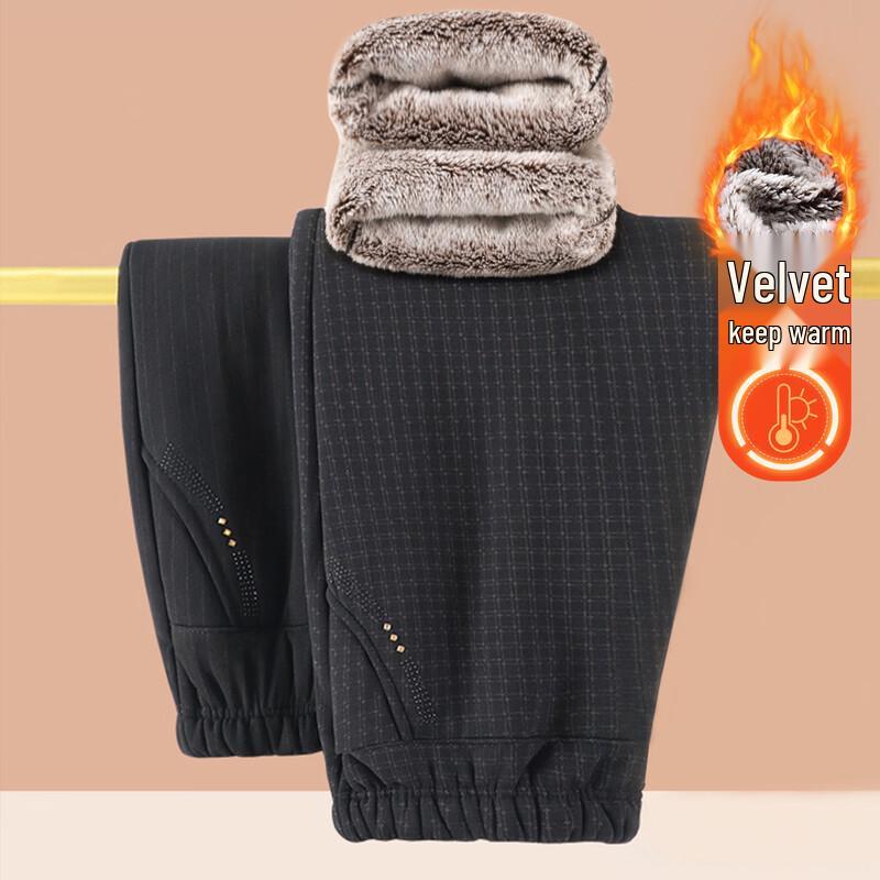 YUZHAOLIN Women s Winter Plus Velvet Thickened Warm Pants 5XL