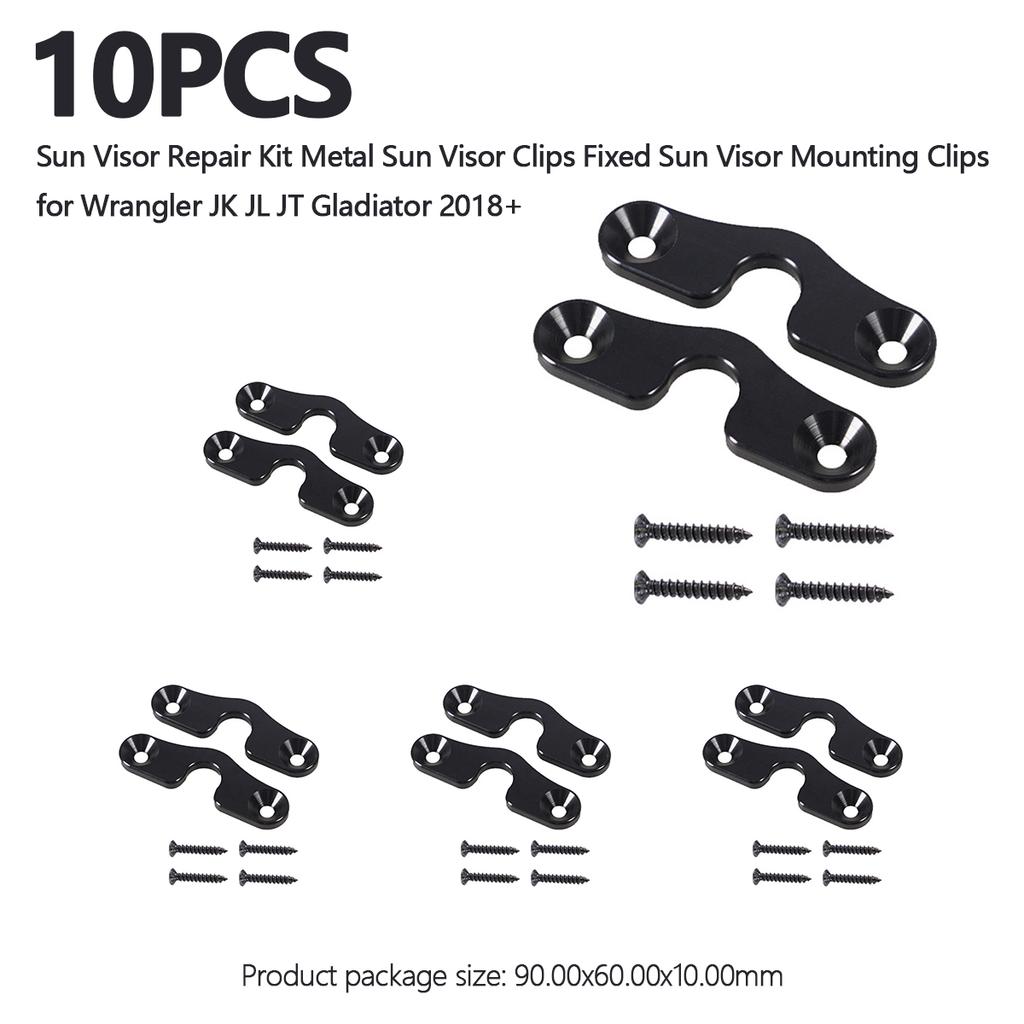 2/4/10PCS Sun Visor Repair Kit Metal Sun Visor Clips Fixed Sun Visor Mounting Clips for Wrangler JK JL JT Gladiator 2018+