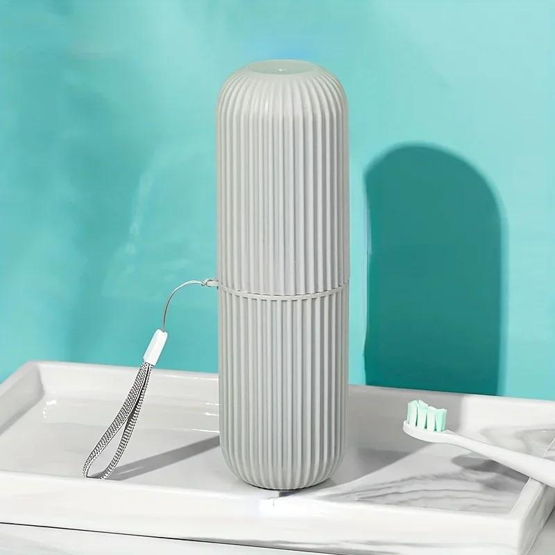 1PcsGrey Travel Toothbrush Box Set Rinse Cup with Cap Toothpaste Tooth Cartridge Toothbrush Rinse Cup OutdoorCamping Storage Cup