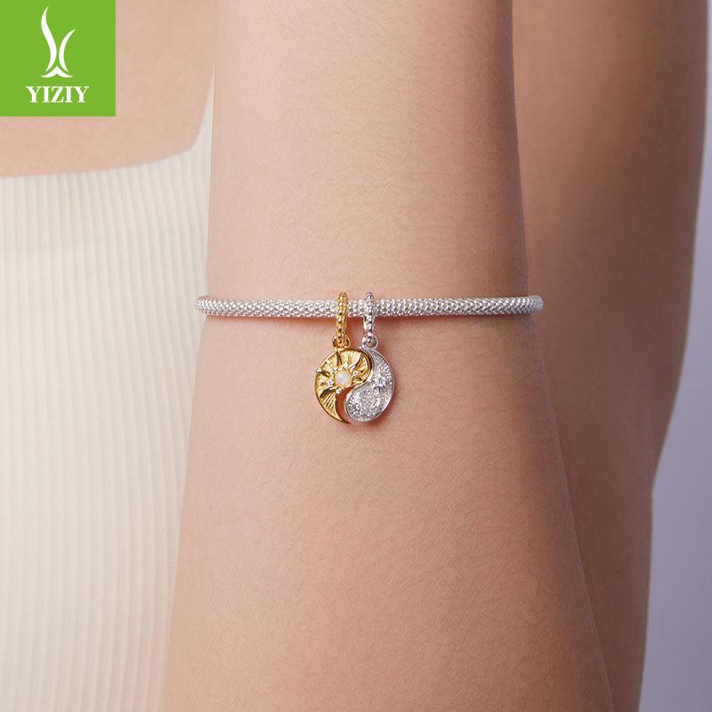 Tai Chi Gossip Sun And Moon Pendant Jewelry Accessories, Personalized Mysterious S925 Sterling Silver Lucky Beads