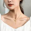 Elegant Gold And Silver Geometric Double Ring Necklace With Sparkling Rhinestones