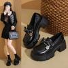 Spring Single Shoes Women's Retro Small Leather Shoes Women's Platform Muffin Shoes Bow One Pedal