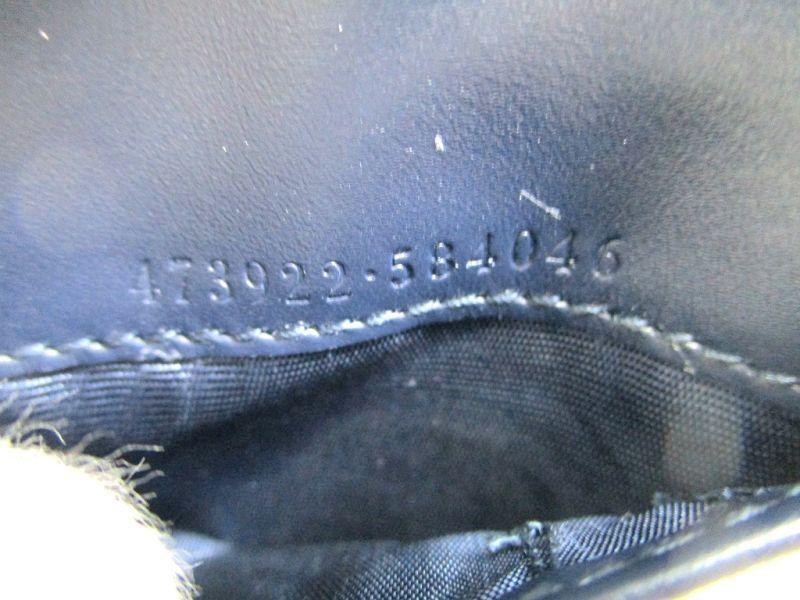 Autentyczny portfel GUCCI GG Metal Guccissima Granatowy Skórzany Podwójnie Składany #9947 Otwarte pudełko