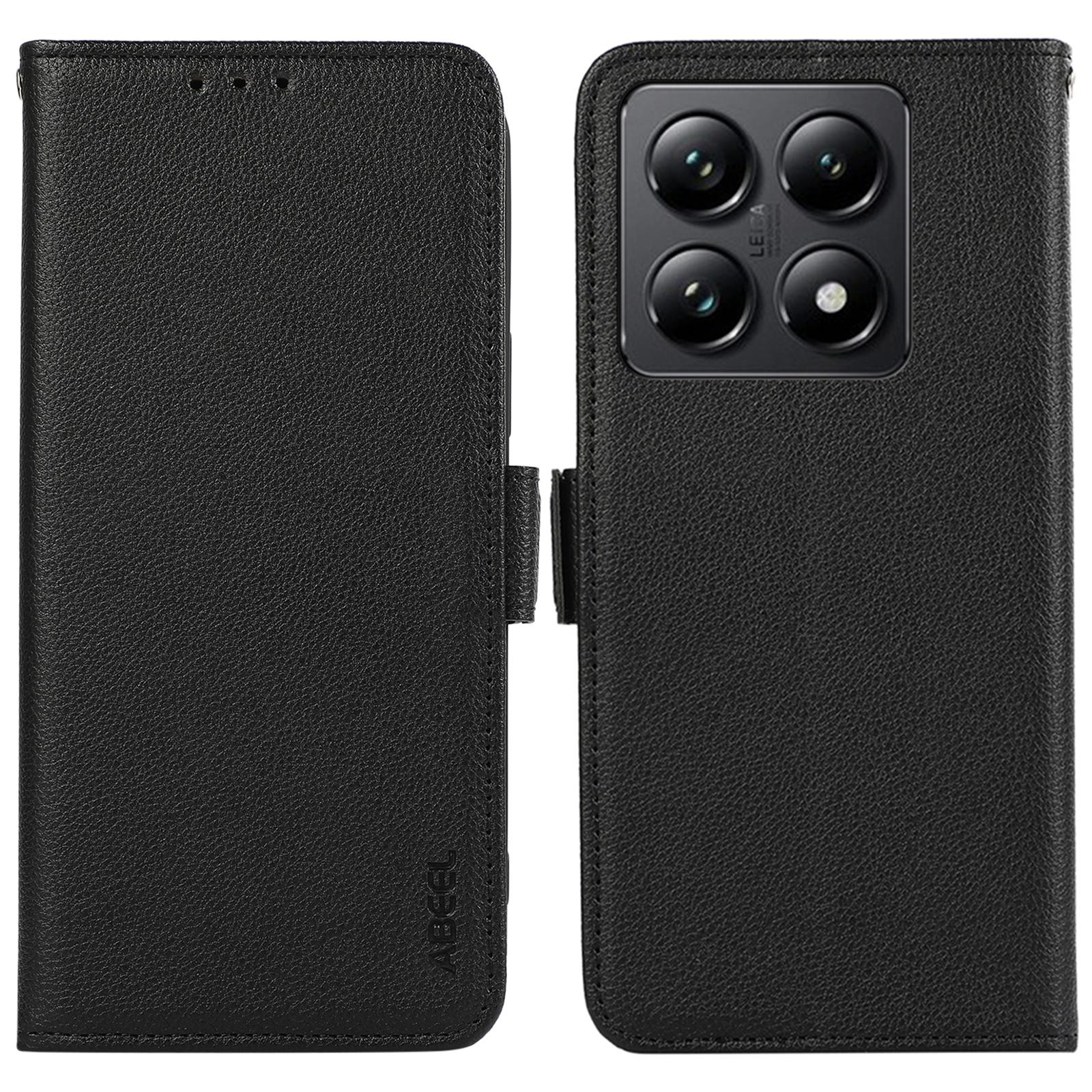 

ABEEL For Xiaomi 14T Case Litchi Texture Leather RFID Blocking Phone Cover Black