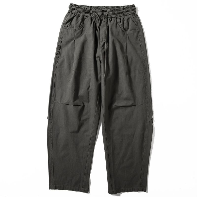 Men s Casual Pants Spring and Autumn New Japanese Retro Pure Cotton Washed Loose Straight-Leg Work Pants Versatile Trendy Long Pants Army Green 3XL