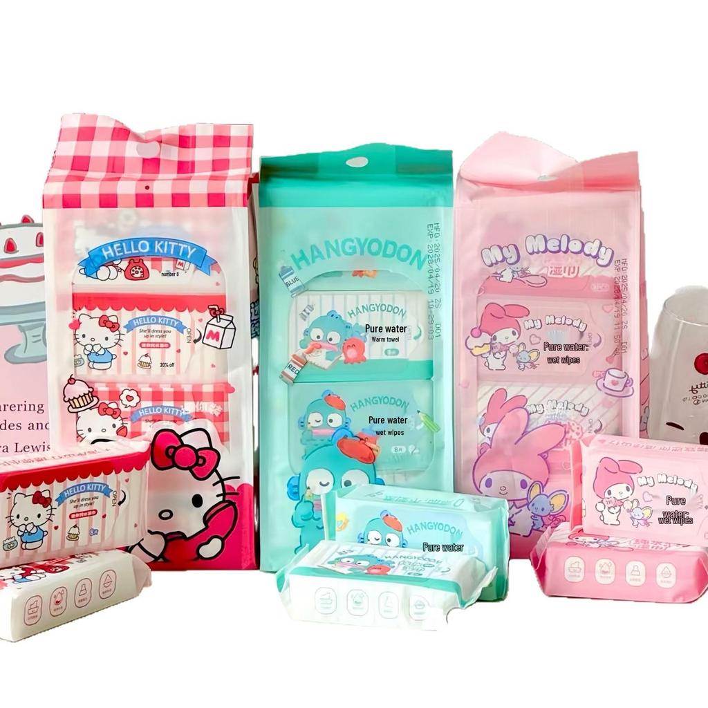 Hello Kitty Mini Wet Wipes - Portable Hand & Mouth Cleaning Bag