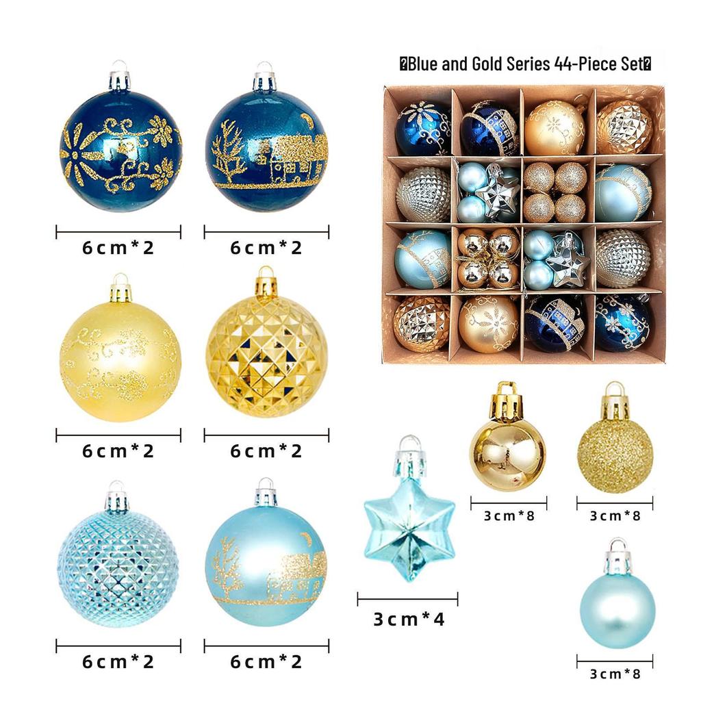 44-Piece Christmas Tree Decoration Set: 6cm Colorful PVC Hanging Balls