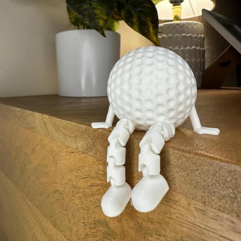 Sports Ball Figurine Collection,Miniatures Ball Sports Set with Articulated Leg, Funny 3D Printed Golf,Basketball,Soccer Desktop Decor,Office Desk