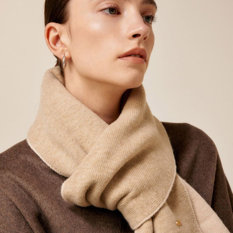 Saint Luxure double-sided color block muffler beige