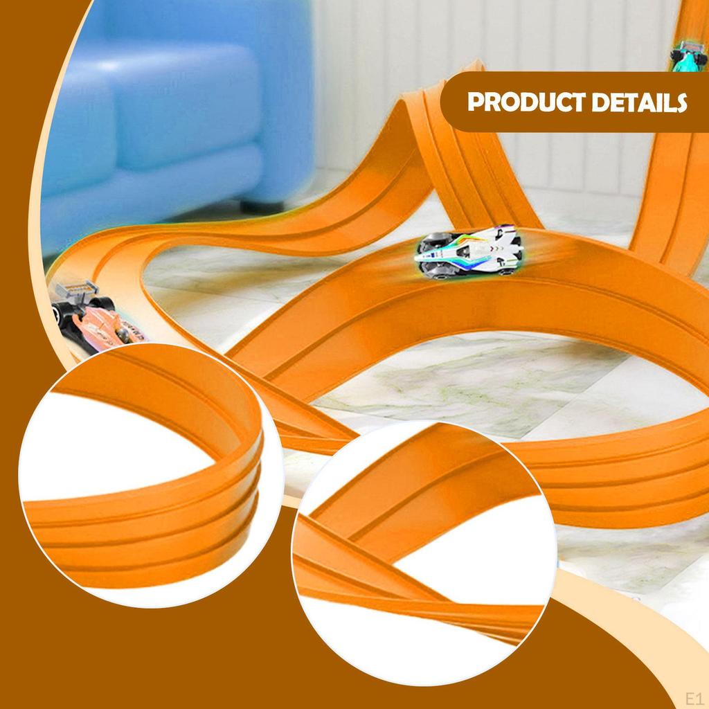 Flexible Race Car Ramp Track Rolls up Portable Racetrack Versatile Long Design DIY for 3 4