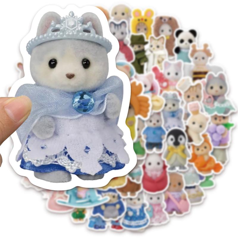 55/110/165PCS Calico Critters Family Cartoon Cute Handheld Notebook Skateboarding Luggage Decorative Stickers 55PCS