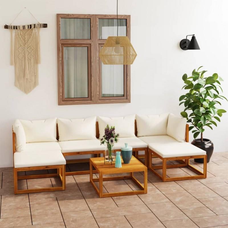 Day and Night - Day and Night Garden Furniture 7 Pcs Cream Cushions Solid Acacia Wood