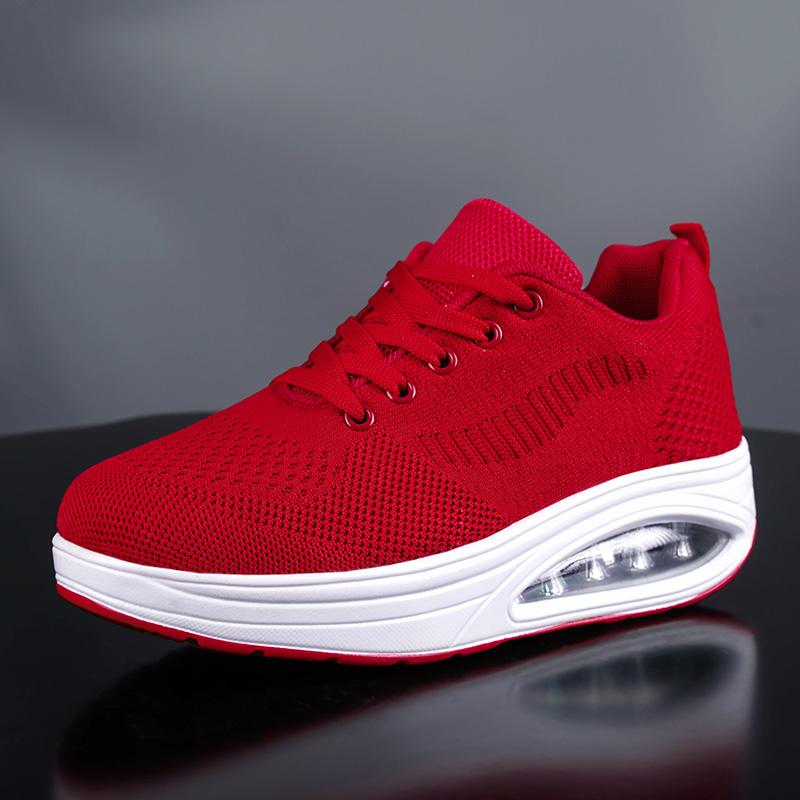 HOHO FAIR Women Shoes Women Platform Shoes Mesh Breathable Thick Soled Shoes Ladies Non-Slip White Sneakers