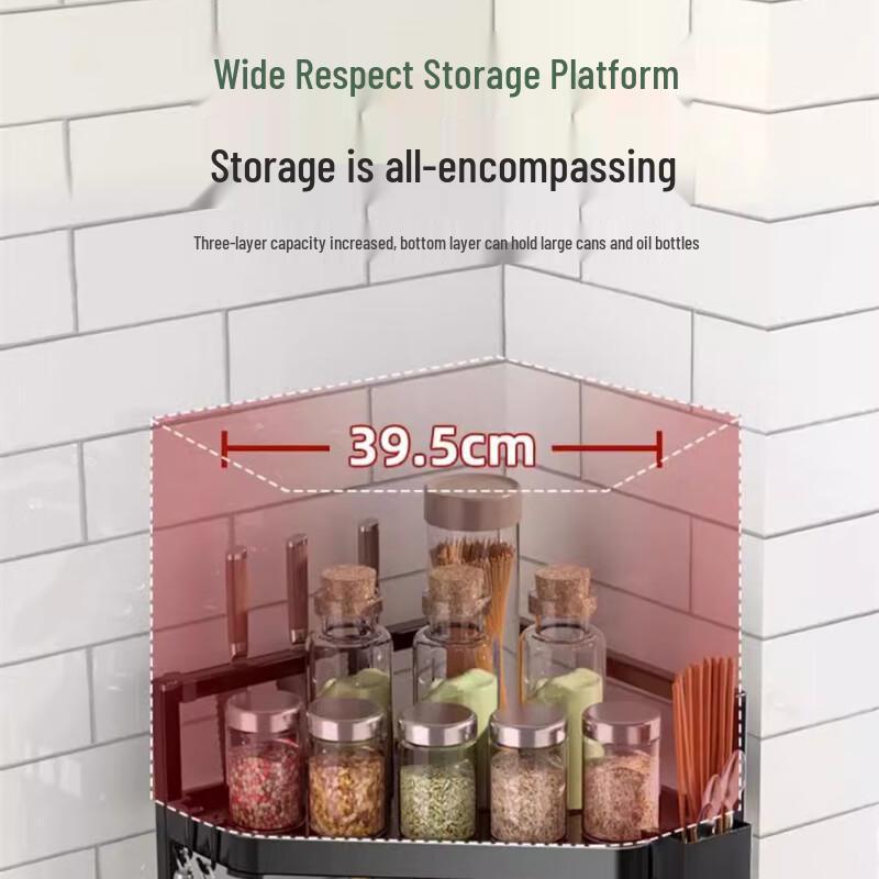 Kitchen Countertop Corner Storage Rack with Knife Holder