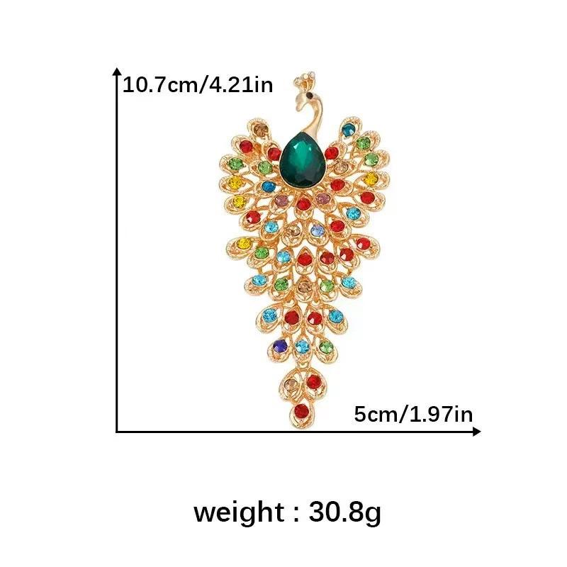 1pc Jewelry Accessories Luxury Peacock Brooches Colorful Rhinestone Creative For Women Crystal Brooch Pins