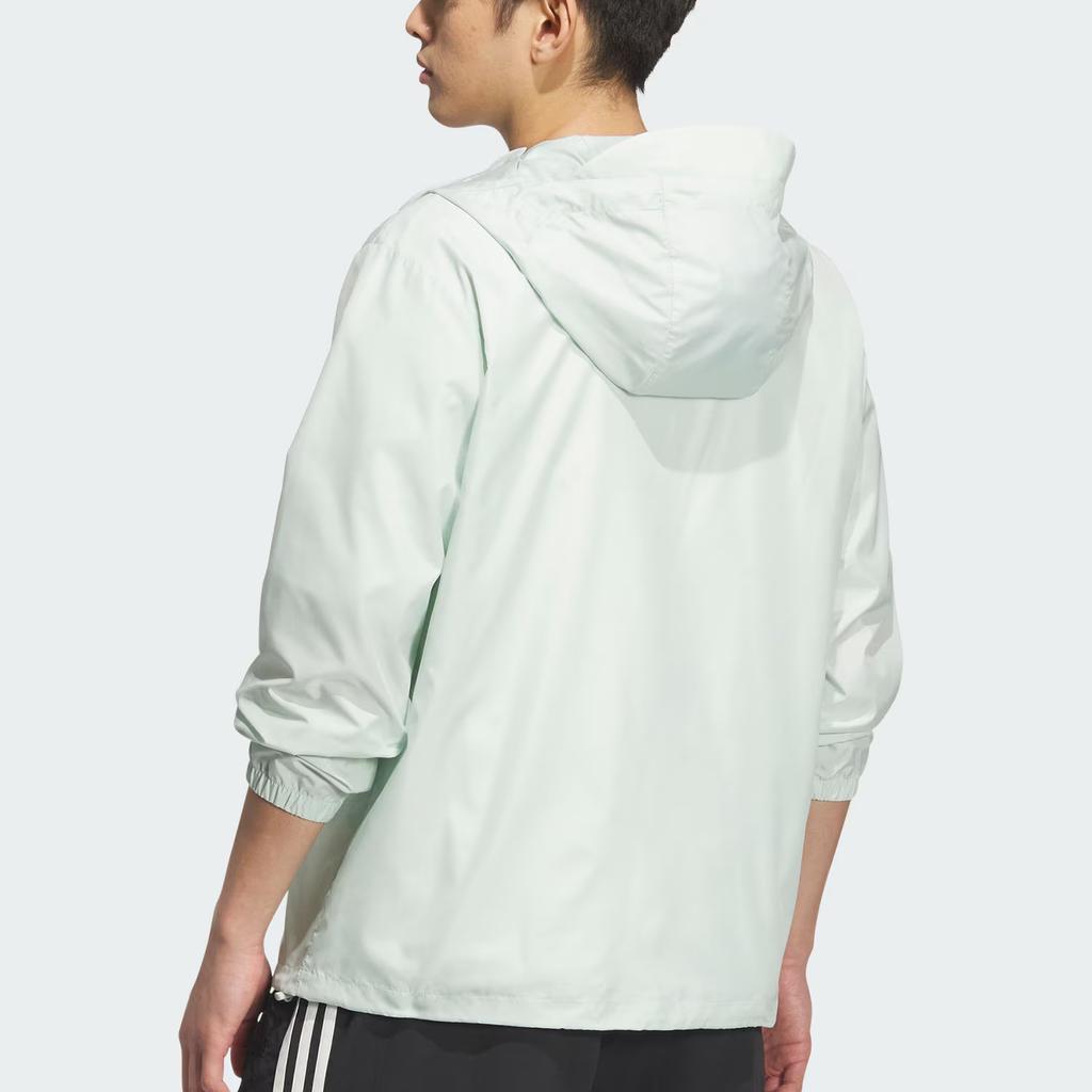 Adidas Water-Resistant Hooded Zip-Up Long Sleeve Jacket Unisex Jackets Linen-Green KA9291