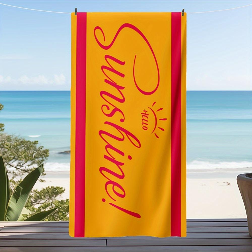 

Hello Sunshine Beach Towel Single Sided Print Quick Dry Microfiber Towel for Pool Beach Swimming Bright Summer Vibe for Vacation W30*H60(CM)
