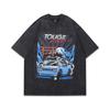 Men'S Half-Sleeved T-Shirt American Hip-Hop Retro Print Oversize Washed Short-Sleeved T-Shirt