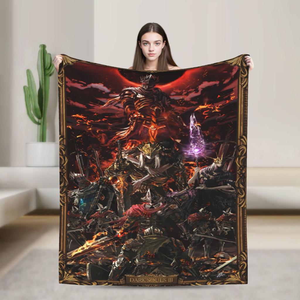 Elden Ring Flannel Blanket Warm Soft Throw Blanket For Bedroom Travel Office Print Bedspread Sofa Bed Cover