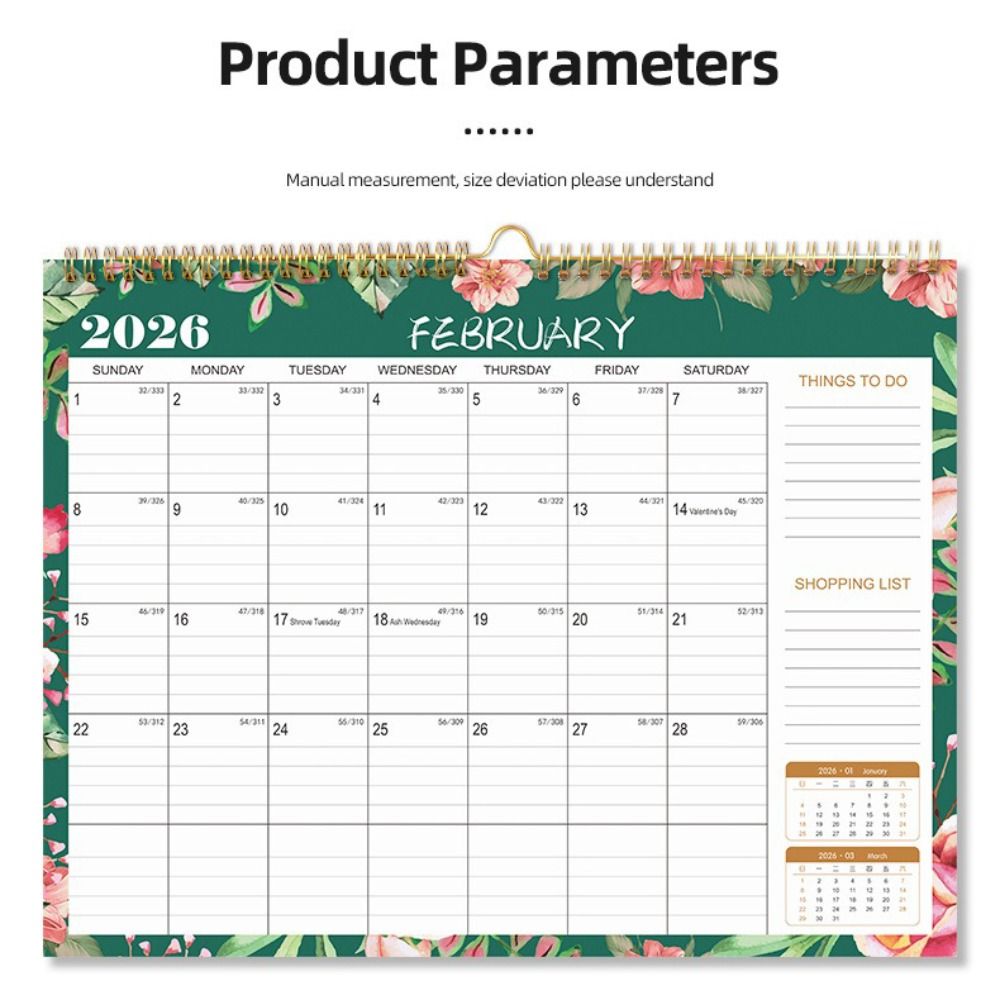 English Version 2026 Wall Calendar Large Date Blocks Wall Calendar Hanging Planner  Monthly Hanging