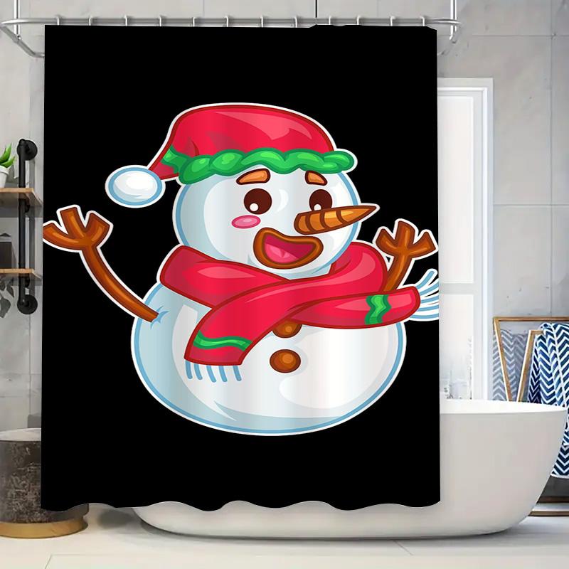 Tuniu Cute Snowman Holiday Shower Curtain Festive Winter Bathroom Decor Fun Christmas Gift Novelty Fabric Backdrop
