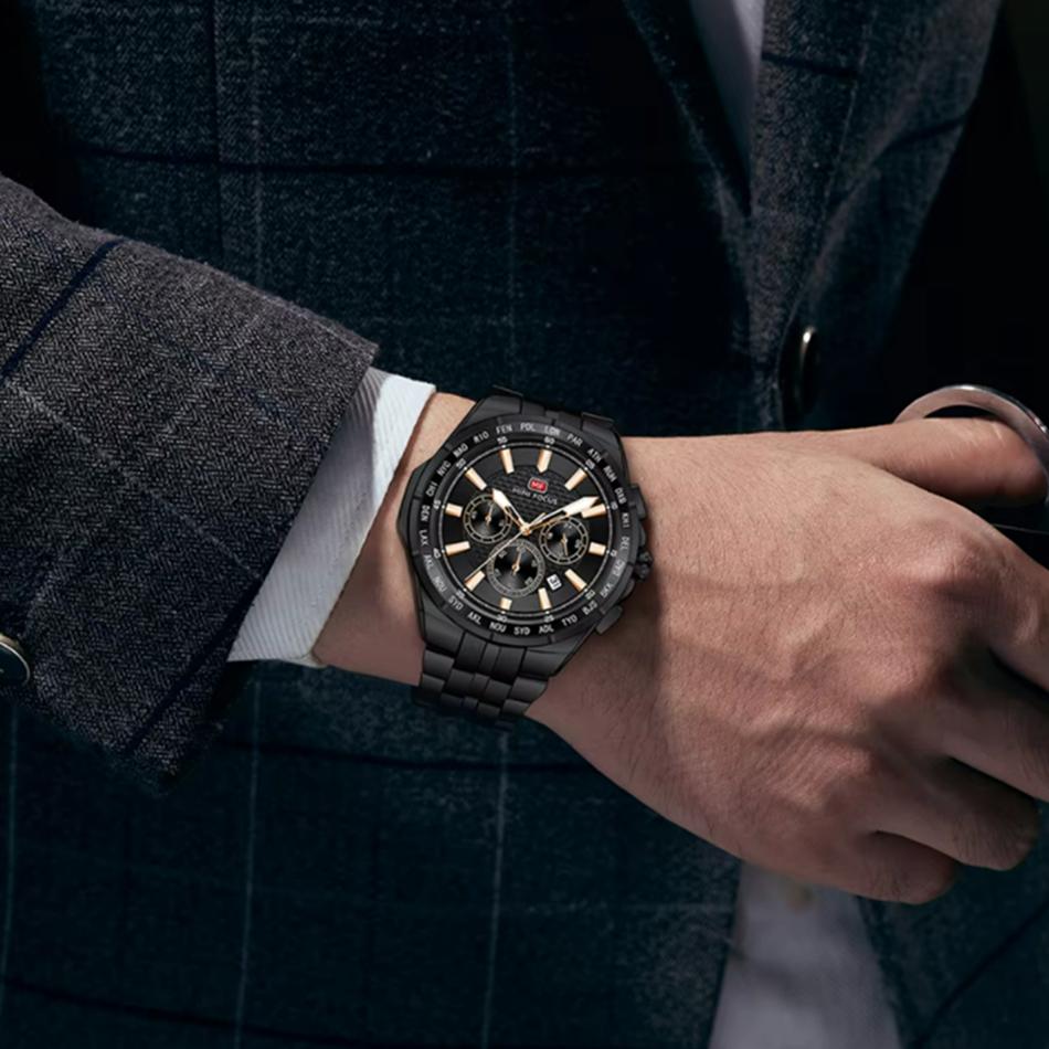 Casual Men's Quartz Watch Chronograph Calendar Luminous Waterproof Elegant Business Watches