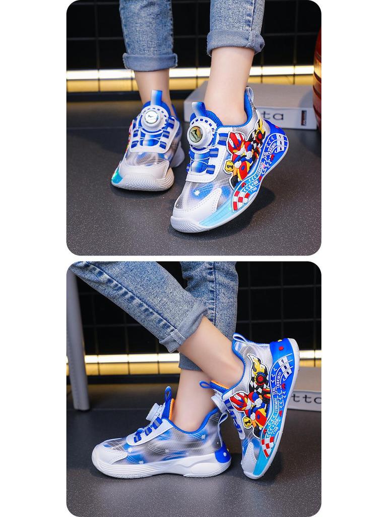 Barnskor i läder med ljus - Halkfria, Andningsbart mesh, Perfekta för höstlöpningar