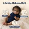 19-inch Reborn Doll in Skin Tone with Dark Blue Romper - Perfect Christmas Collectible Gift for Kids.