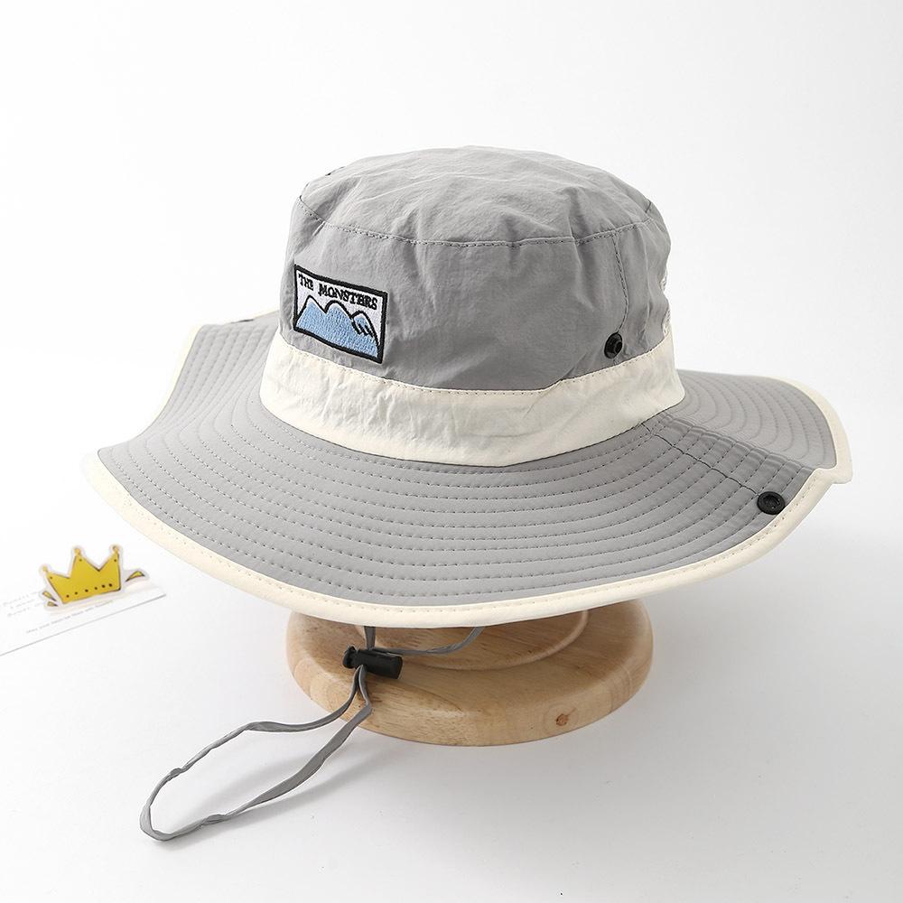 Big Brim Drawstring Children Bucket Hats New Boy Girl Patchwork Quick-dry Cap Panama Sunhat Hiking Fishing Hat Fisherman Caps