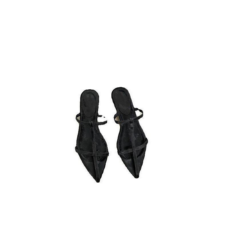 Korean version of pointed cross with outer slippers open-toed sexy beach shoes 2025 summer niche mid-heel wedge sandals