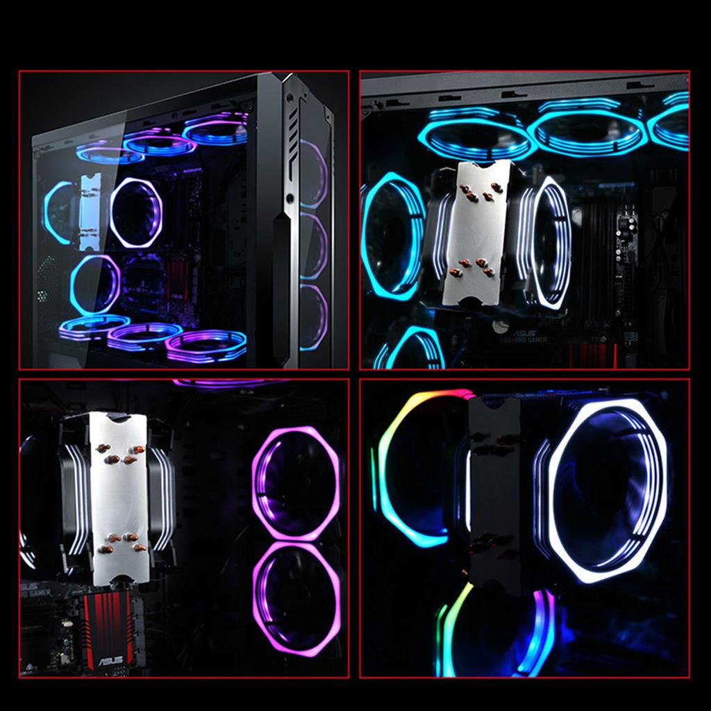 CPU Cooling Fan Double Row Heat Tube 3 Pin Interface Computer Accessories(blue Light)