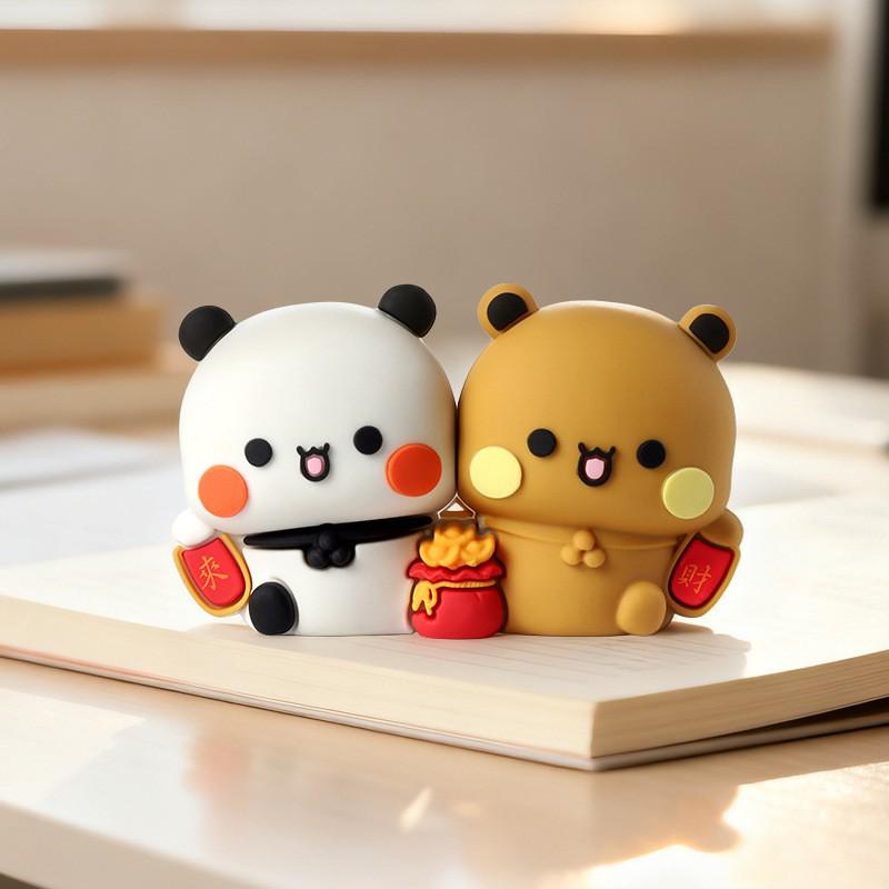 Panda Office Wealth Charm: Cute Car Ornament, Trendy Toy Figure, Christmas Gift for Girls
