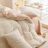 Thickened Milk Fleece Four-Piece Set, Solid Color Coral Fleece Bed Sheet Quilt Cover, Flannel Bed Three-Piece Set