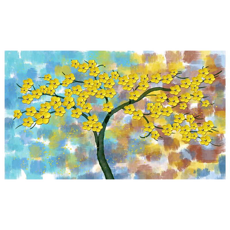 

Картина маслом на холсте с золотым цветком сливы, настенные художественные постеры и принты, настенные панно для гостиной, домашнего декора Cuadros 20x40cm