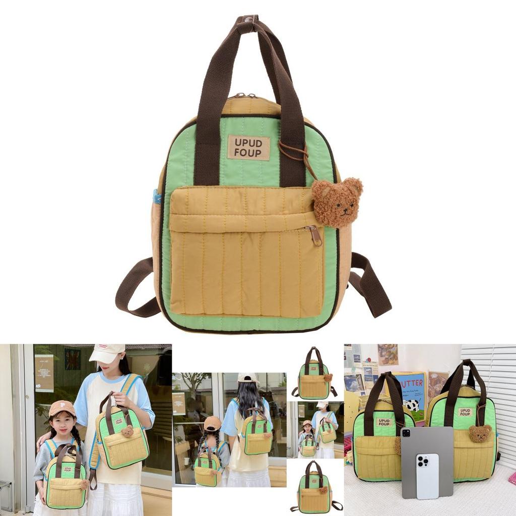 Adorable Cartoon Canvas Backpack For Kindergarten Boys And Girls School Bag Cute