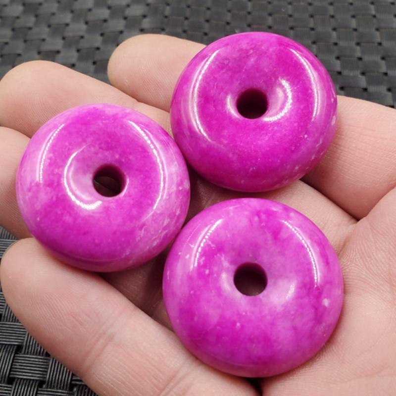 Lantian Peach Blossom Jade Buckle Pendant Necklace Diameter ~25mm