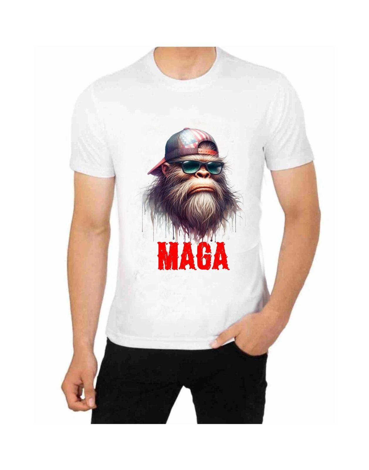 Bigfoot Sasquatch MAGA Patriotic T-Shirt Men Apparel Monsters Animals Art 4XL