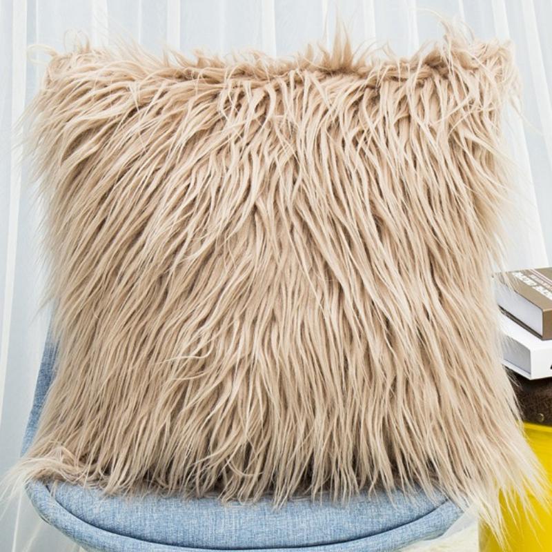 45x45cm Artificial Wool Fur Sheepskin Cushion Cover Hairy Faux Plain Fluffy Soft Throw Pillowcase Washable Square Pillow Case